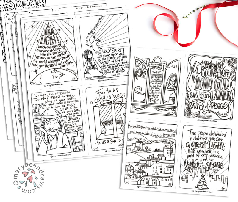 Printable Christmas Bible Coloring Pages In 3 Sizes: 25 DAYS OF ADVENT JOY