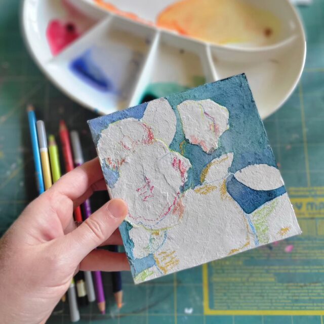 Starting point sketch for this little mixed media painting on my own special watercolor ground mixture. 🎨🖌